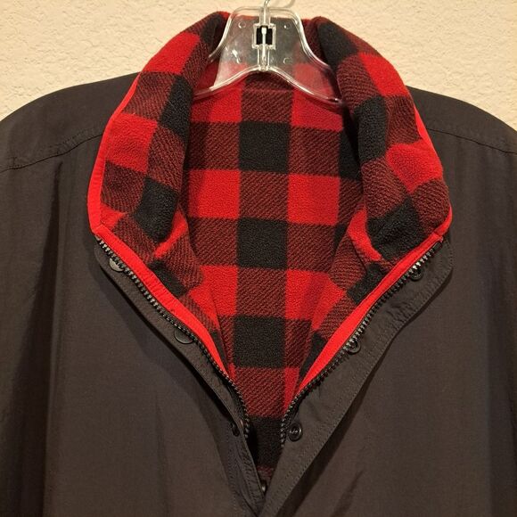 Chubbies Fleece Lined Jacket Nylon Red Black Buffalo Check Large Pockets XXL - Picture 2 of 12